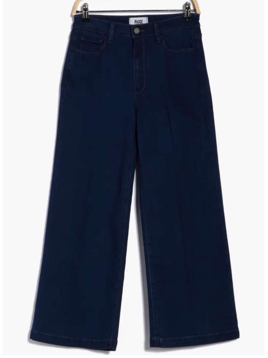 Paige Genesee Wide-Leg Crop Jeans In Dark Denim.